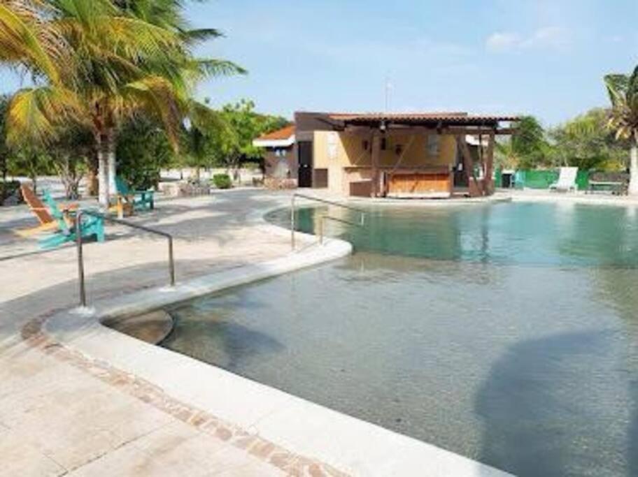 Beachfront Apartment With Swimming Pool. One Bedroom Celestun Bagian luar foto